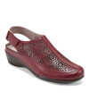 Easy Spirit Women's Dawn Slingback Block Heel Casual Clogs Women's Shoes In Dark Red Leather