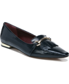 Franco Sarto Rina Womens Leather Slip On Ballet Flats In Navy Faux Patent