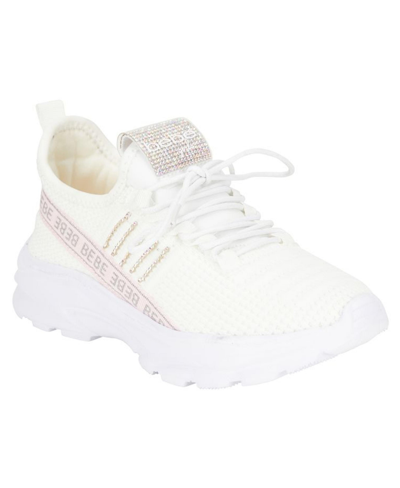 Bebe Little Girls Lightweight Fashion Rhinestone Sneakers In White
