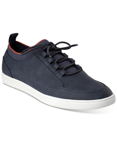 Alfani Mens Faux Suede Round Toe Casual And Fashion Sneakers In Navy