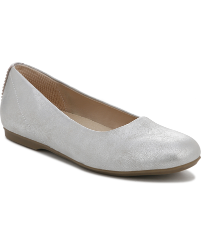 Dr. Scholl's Wexley Womens Comfort Insole Slip On Ballet Flats In Silver Faux Leather