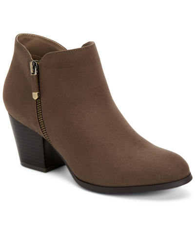 Style & Co Masrinaa Ankle Booties, Created For Macy's Women's Shoes In Grey-dark Taupe Micro