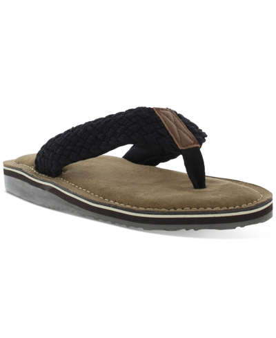 Weatherproof Vintage Men's Braided Thong Flip-flop Sandal In Black