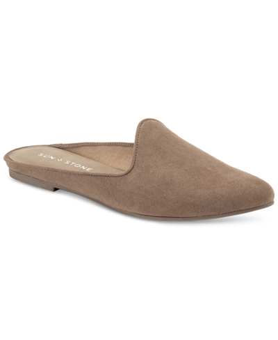 Sun + Stone Ninna Womens Faux Leather Padded Insole Mules In Tan