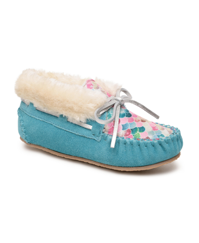 Minnetonka Toddler Girls Charley Moccasin Slippers In Mermaid Truquoise