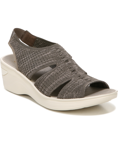 Bzees Double Up Washable Wedge Slingbacks In Morel Brown Knit Fabric