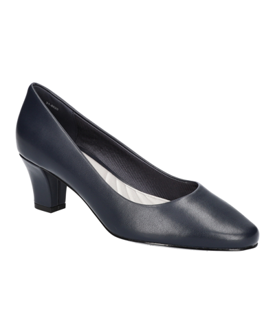 Easy Street Fabulous Womens Faux Leather Round Toe Pumps In Navy