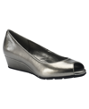 Bandolino Women's Candra Peep Toe Dress Wedges Women's Shoes In Pewter Patent