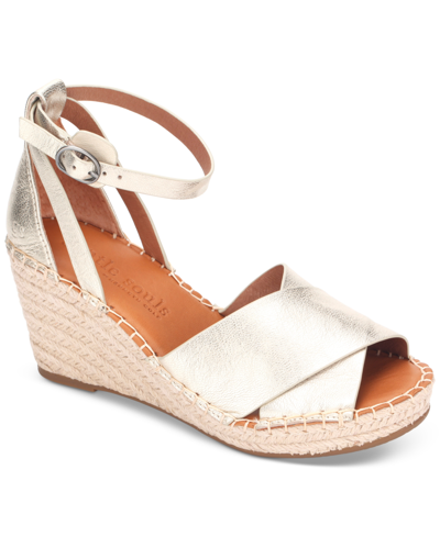 Gentle Souls Women's Charli Ankle-strap Espadrille Wedge Sandals Women's Shoes In Ice