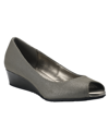 Bandolino Women's Candra Peep Toe Dress Wedges Women's Shoes In Dark Grey