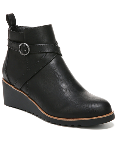 Lifestride Zinfandel Wedge Booties In Black Faux Leather