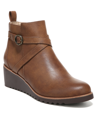 Lifestride Zinfandel Booties In Whiskey Brown Faux Leather