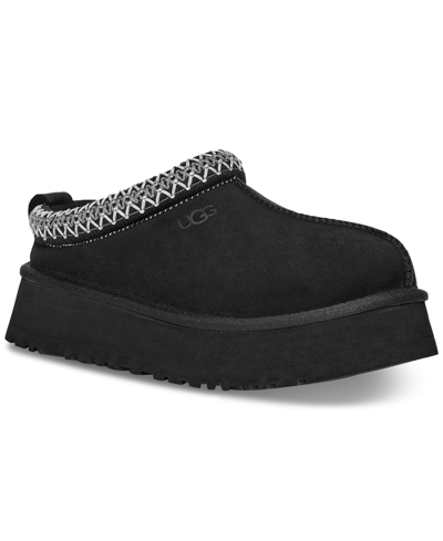 Ugg Tazz Platform Suede Braid Mules In Black