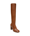 Franco Sarto Cindy-tall Wide Calf High Shaft Boots Women's Shoes In Siena Brown Faux Leather
