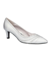 Easy Street Womens Leather Pointed Toe Kitten Heels In Gray