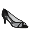 Easy Street Picaboo Womens Peep Toe Dressy Pumps In Black Suede