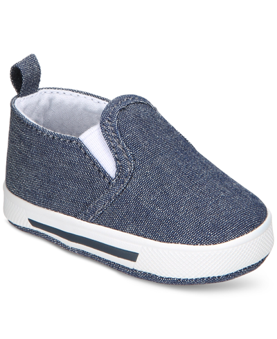 First Impressions Baby Boys Or Baby Girls Slip On Soft Sole Sneakers, Created For Macy's In Blue Chambray