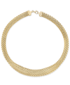 ITALIAN GOLD WIDE MESH GRADUATED 18" STATEMENT NECKLACE IN 14K YELLOW GOLD (ALSO IN 14K WHITE GOLD)