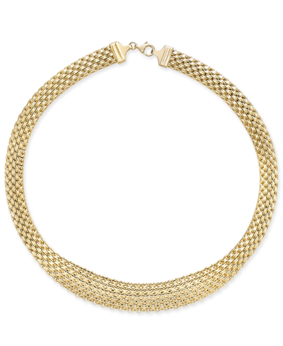 Italian Gold Wide Mesh Graduated 18" Statement Necklace In 14k Yellow Gold (also In 14k White Gold)
