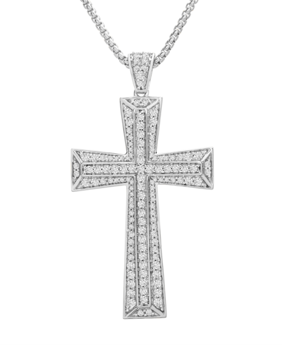 Macy's Men's Diamond Cross 22" Pendant Necklace (1 Ct. T.w.) In 14k Gold-plated Sterling Silver Or Sterling