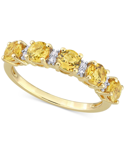 Macy's Citrine (1-2/5 Ct. T.w.) & White Topaz (1/8 Ct. T.w.) Ring In Gold-plated Sterling Silver