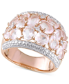 MACY'S ROSE QUARTZ (6 CT. T.W.) & DIAMOND (1/20 CT. T.W.) OPENWORK STATEMENT RING IN ROSE GOLD-PLATED STERL