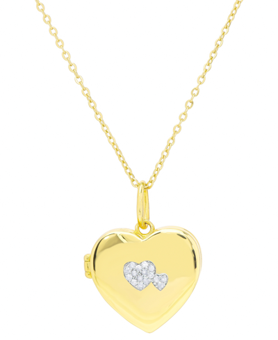 Macy's Diamond Heart Locket 18" Pendant Necklace (1/10 Ct. T.w.) In 14k Gold-plated Sterling Silver