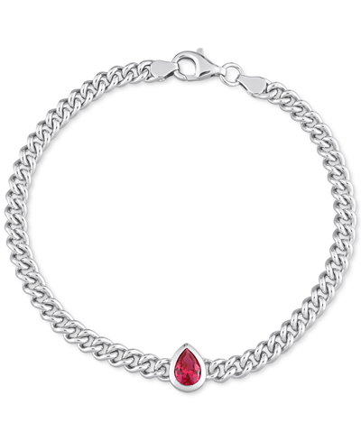 Macy's Lab-created Ruby Chain Link Bracelet (1-1/7 Ct. T.w.) In Sterling Silver