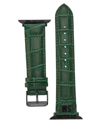 Steve Madden Women's Dark Green Crocodile Pattern Faux Leather Apple Watch Strap With Black Lugs, 38mm, 40mm, 41m