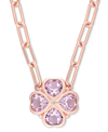 MACY'S ROSE QUARTZ (2-1/5 CT. T.W.) & DIAMOND ACCENT HEART FLOWER 18" PENDANT NECKLACE IN ROSE GOLD-PLATED 
