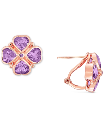 Macy's Blue Topaz Heart Flower Stud Earrings (4-2/5 Ct. T.w.) Stud Earrings In Sterling Silver (also In Ros In Rose Quartz