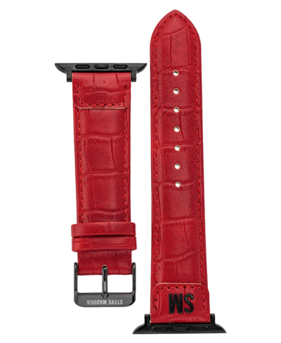 Steve Madden Women's Red Crocograin Faux Leather Band Compatible With 42/44/45/ultra/ultra 2 Apple Watch