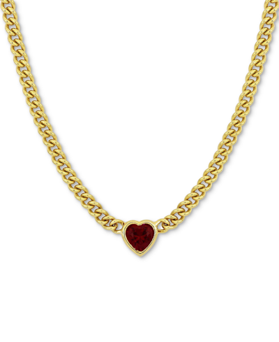 Macy's Lab-created Ruby Heart 18" Collar Necklace (2-7/8 Ct. T.w.) In Yellow-plated Sterling Silver