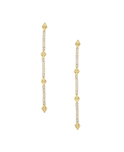 Ettika Straight Crystal Chain 18k Gold Plated Dangle Earrings