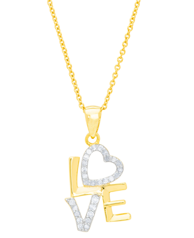 Macy's Diamond "love" 18" Pendant Necklace (1/6 Ct. T.w.) In 14k Gold-plated Sterling Silver