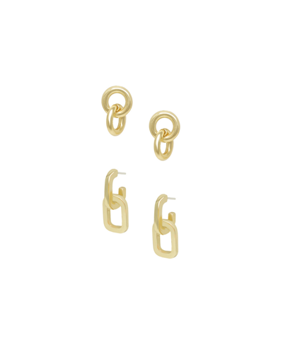 Ettika Women's 18k Gold Plated Small Link Earrings Set