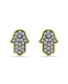 Giani Bernini Cubic Zirconia With Black Rhodium Hamsa Stud Earrings, 18k Gold Over Silver In Gold Over Silver