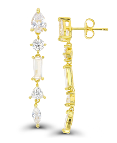 Macy's Multi Shape Dangling Earrings In 14k Gold Plated Sterling Silver In Gold Over Sterling Silver
