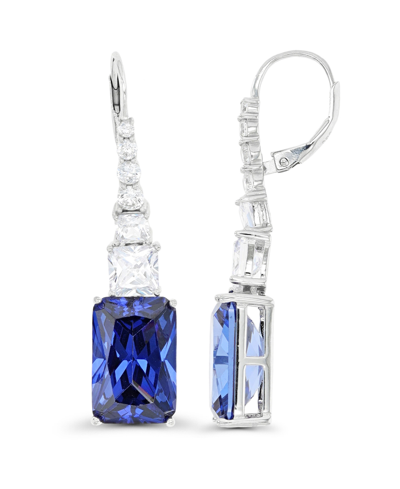 Macy's Dangling Earrings In Sterling Silver With Tanzanite