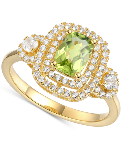 Macy's Peridot (1 Ct. T.w.) & Lab-created White Sapphire (1/3 Ct. T.w.) Halo Ring In 14k Gold-plated Sterli