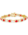 MACY'S LAB-CREATED RUBY (7-3/4 CT. T.W.) & CUBIC ZIRCONIA HALO LINK BRACELET IN GOLD-PLATED BRASS