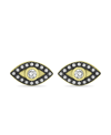 Giani Bernini Cubic Zirconia With Black Rhodium Evil Eye Stud Earrings, 18k Gold Over Silver In Gold Over Silver