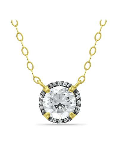 Giani Bernini Cubic Zirconia With Black Rhodium Halo Necklace, 18k Gold Over Silver