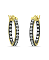 GIANI BERNINI 18MM CUBIC ZIRCONIA WITH BLACK RHODIUM ROUND INSIDE OUTSIDE HOOP EARRINGSS, 18K GOLD OVER SILVER