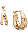 KARL LAGERFELD EXTRA-SMALL PAVE SPLIT HOOP EARRINGS, 0.49"