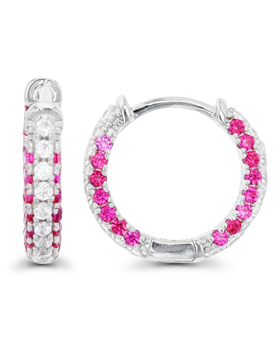 Macy's Hoop Earrings In Sterling Silver In Pink