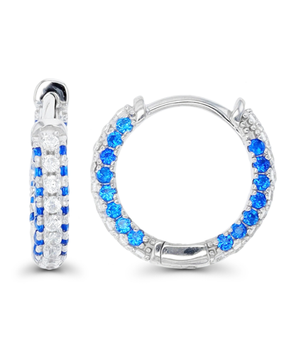 Macy's Hoop Earrings In Sterling Silver In Blue