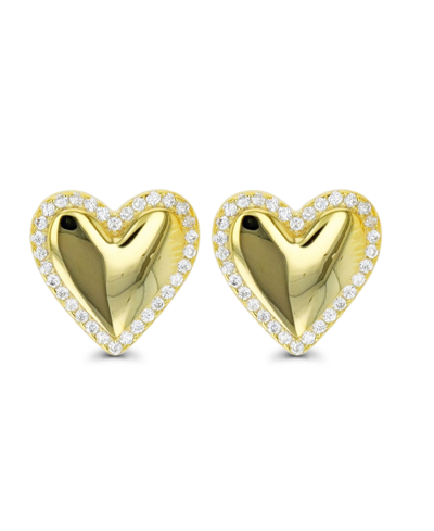 Macy's Heart Stud Earrings In 14k Gold Plated Or Sterling Silver In Gold Over Sterling Silver