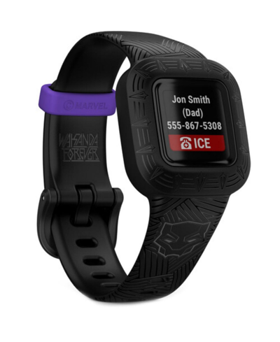 Garmin Boys Vivofit Jr. 3 Marvel Black Panther Silicone Strap Smart Watch 200mm