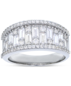 Macy's Cubic Zirconia Round & Baguette Statement Ring In Sterling Silver In Sterling Silver